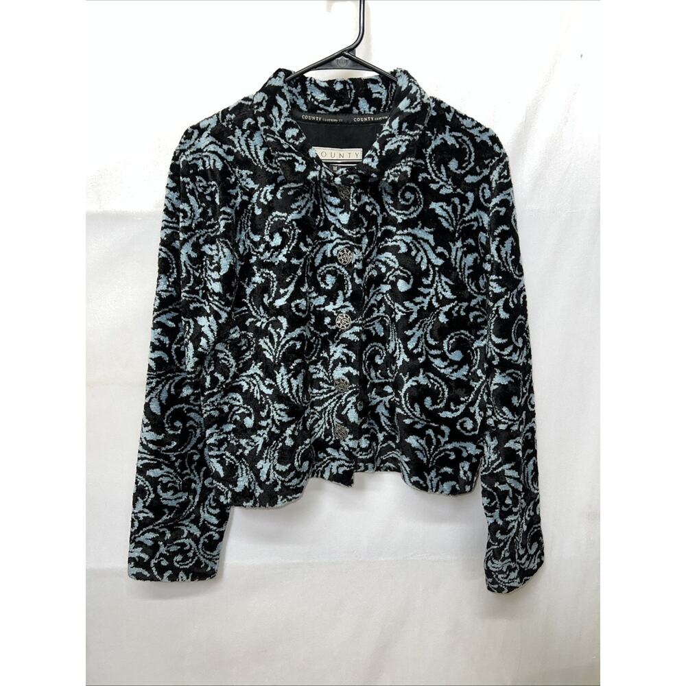 Vintage County Clothing Company Blue & Black Paisley Jacket Button Size Medium